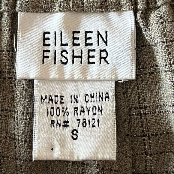 Eileen Fisher Check Print Straight Leg Pant Taupe Black Small Vintage 8 Rayon - Picture 6 of 7